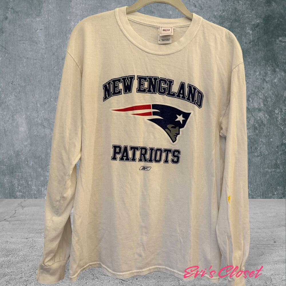 New England Patriots NFL Licensed T White Patriots Logos Long Sleeves Unisex L
